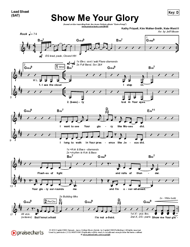 Show Me Your Glory Lead Sheet (SAT) (Jesus Culture / Kim Walker-Smith)