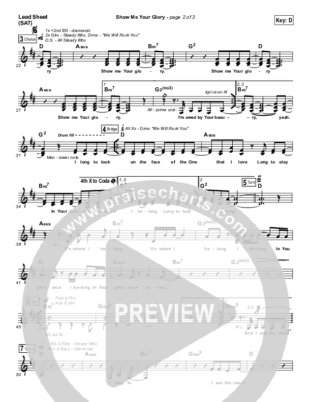 Show Me Your Glory Lead Sheet (SAT) (Jesus Culture / Kim Walker-Smith)