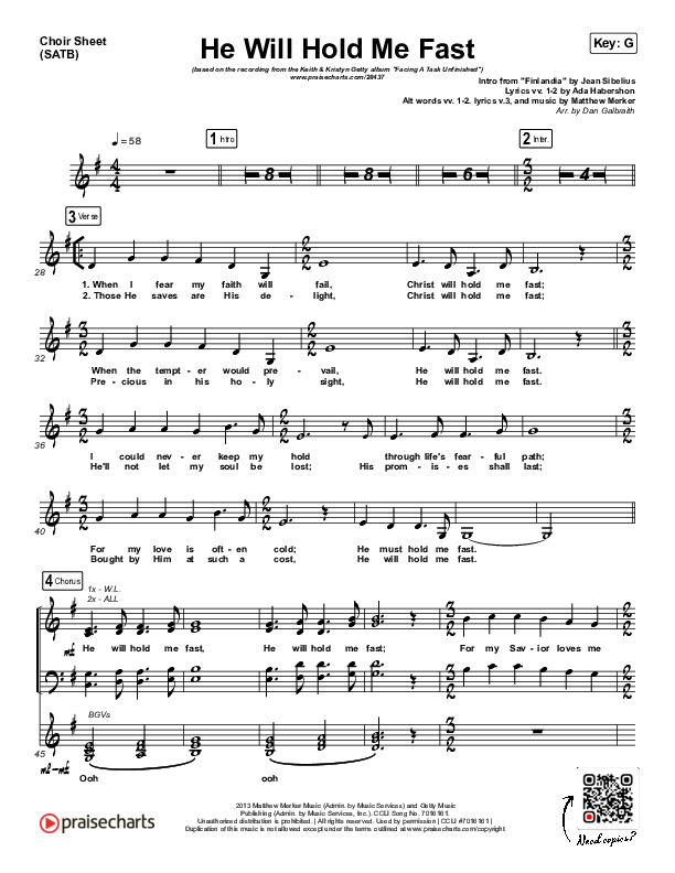 He Will Hold Me Fast Choir Vocals (SATB) (Keith & Kristyn Getty)