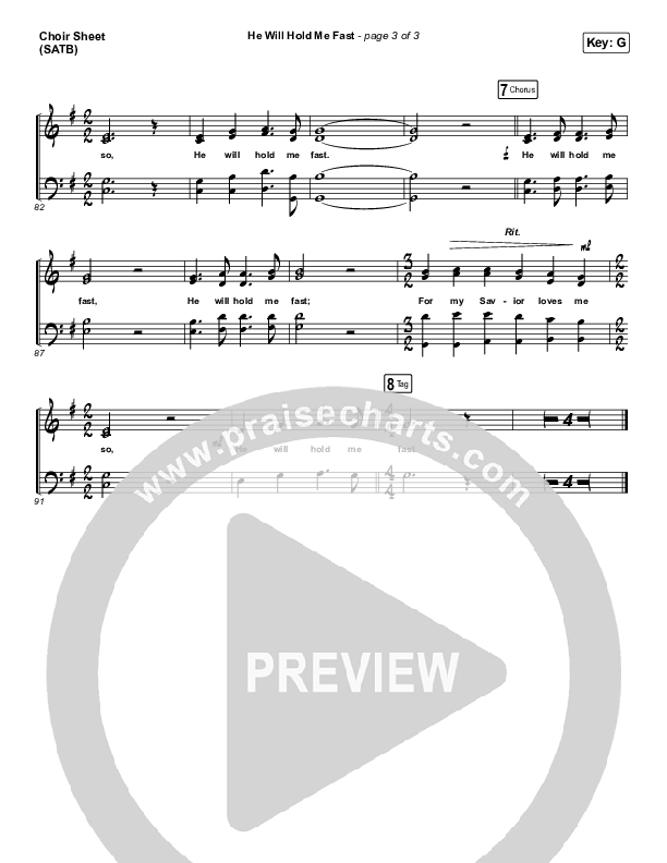 He Will Hold Me Fast Choir Sheet (SATB) (Keith & Kristyn Getty)