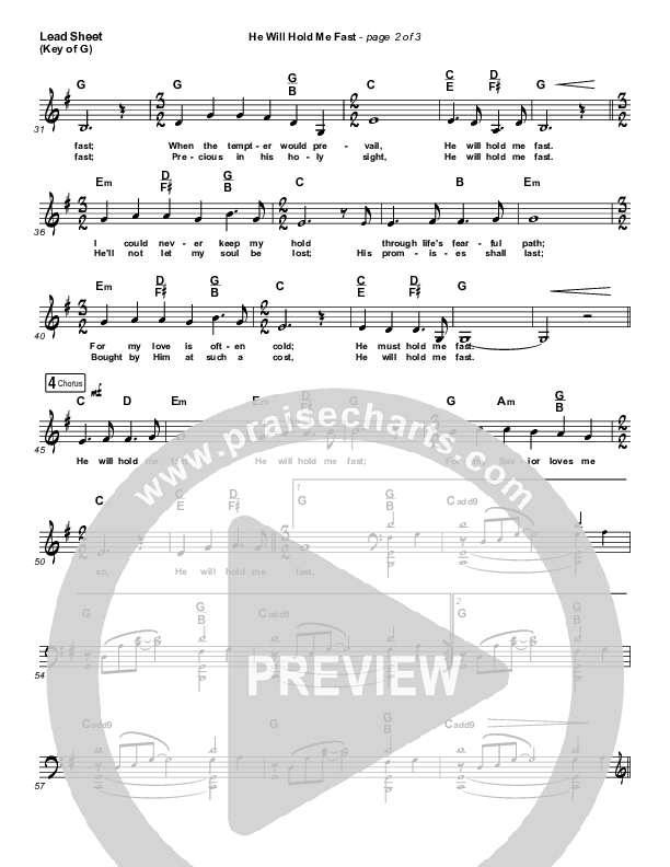 He Will Hold Me Fast Lead Sheet (Melody) (Keith & Kristyn Getty)