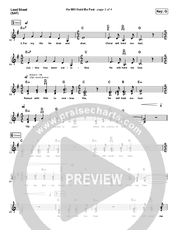 He Will Hold Me Fast Lead Sheet (SAT) (Keith & Kristyn Getty)