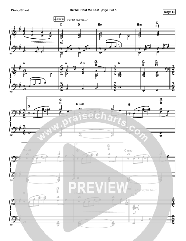 He Will Hold Me Fast Piano Sheet (Keith & Kristyn Getty)