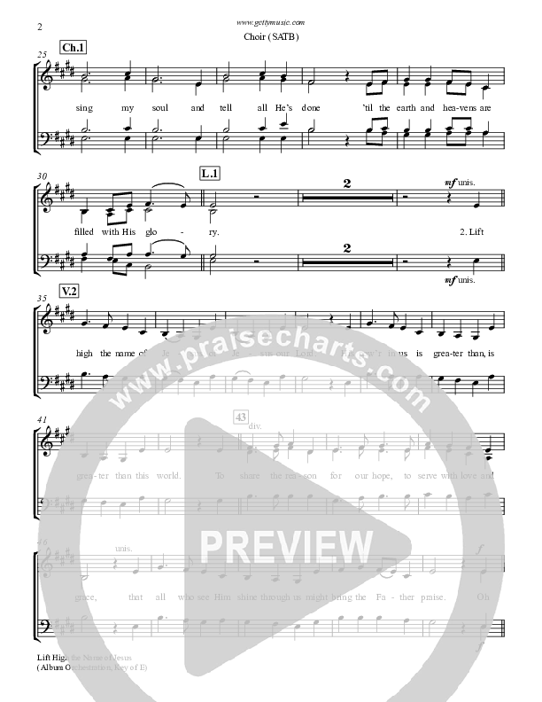 Lift High The Name Of Jesus Choir Sheet (SATB) (Keith & Kristyn Getty)