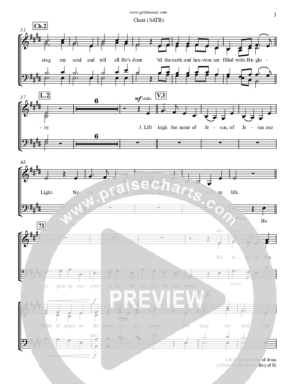 Lift High The Name Of Jesus Choir Sheet (SATB) (Keith & Kristyn Getty)