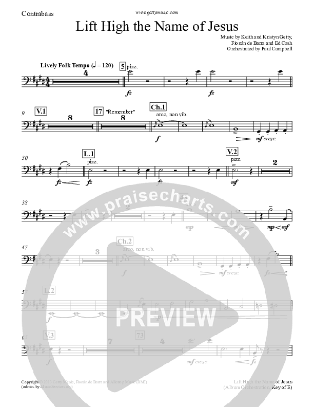 Lift High The Name Of Jesus Contrabass (Keith & Kristyn Getty)