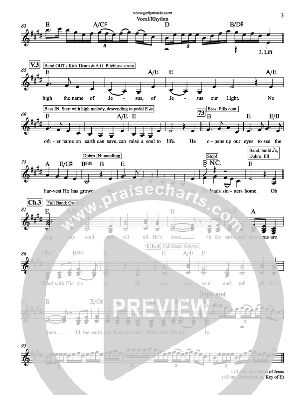 Lift High The Name Of Jesus Lead Sheet (Keith & Kristyn Getty)