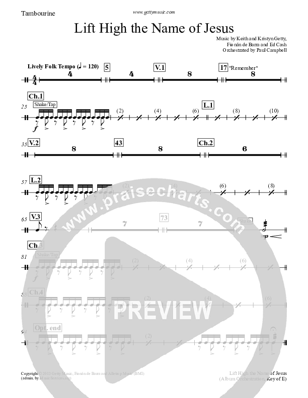 Lift High The Name Of Jesus Percussion (Keith & Kristyn Getty)