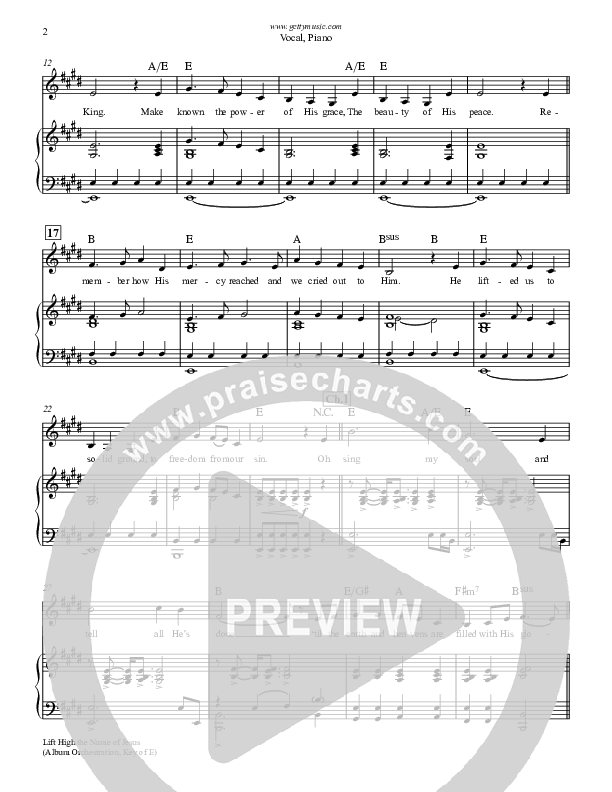 Lift High The Name Of Jesus Piano/Vocal (Keith & Kristyn Getty)