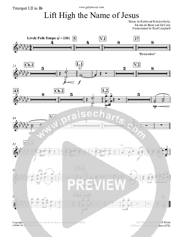 Lift High The Name Of Jesus Trumpet 1,2 (Keith & Kristyn Getty)