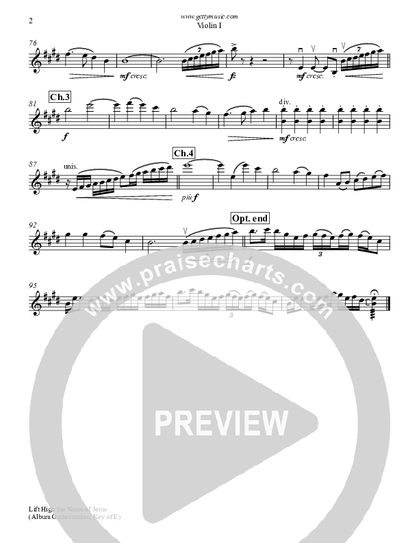 Lift High The Name Of Jesus Violin 1 (Keith & Kristyn Getty)