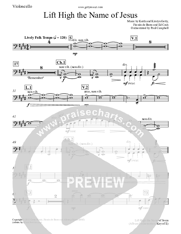 Lift High The Name Of Jesus Violincello (Keith & Kristyn Getty)