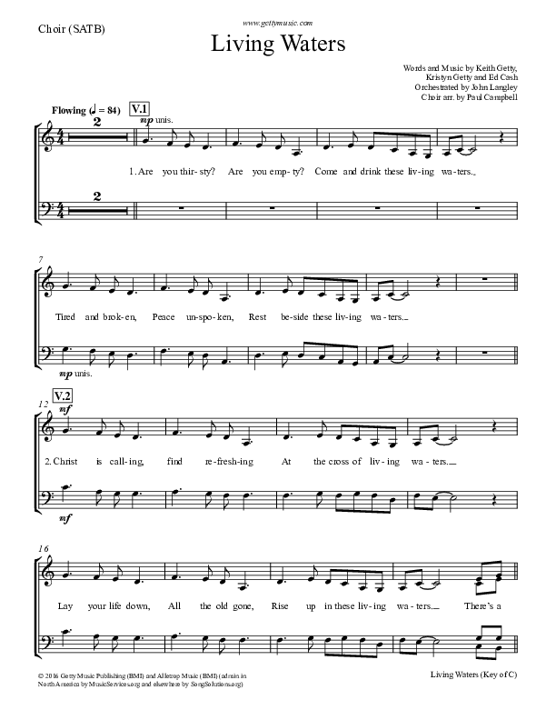 Living Waters Choir Sheet (SATB) (Keith & Kristyn Getty)
