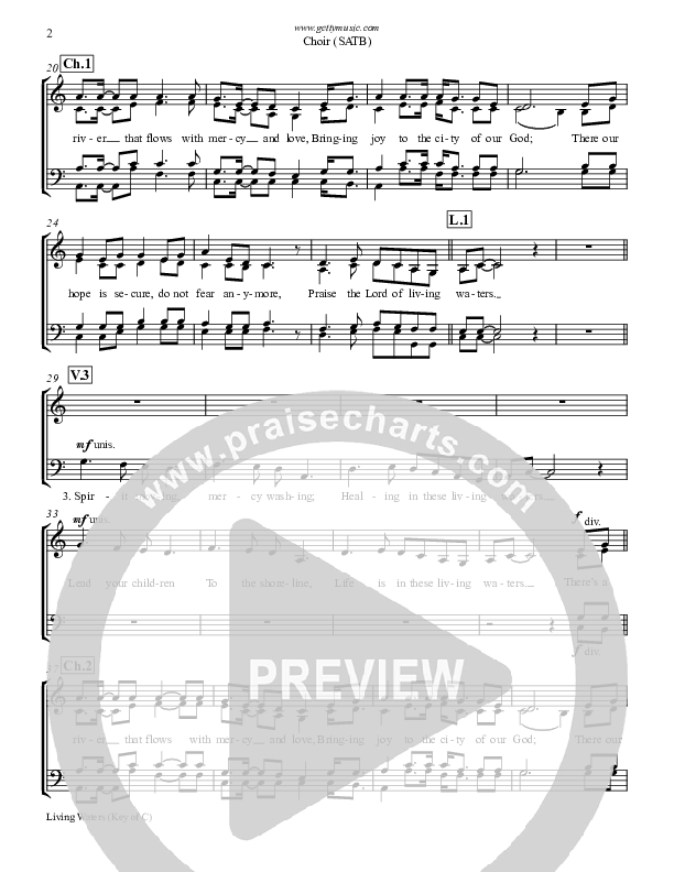 Living Waters Choir Sheet (SATB) (Keith & Kristyn Getty)