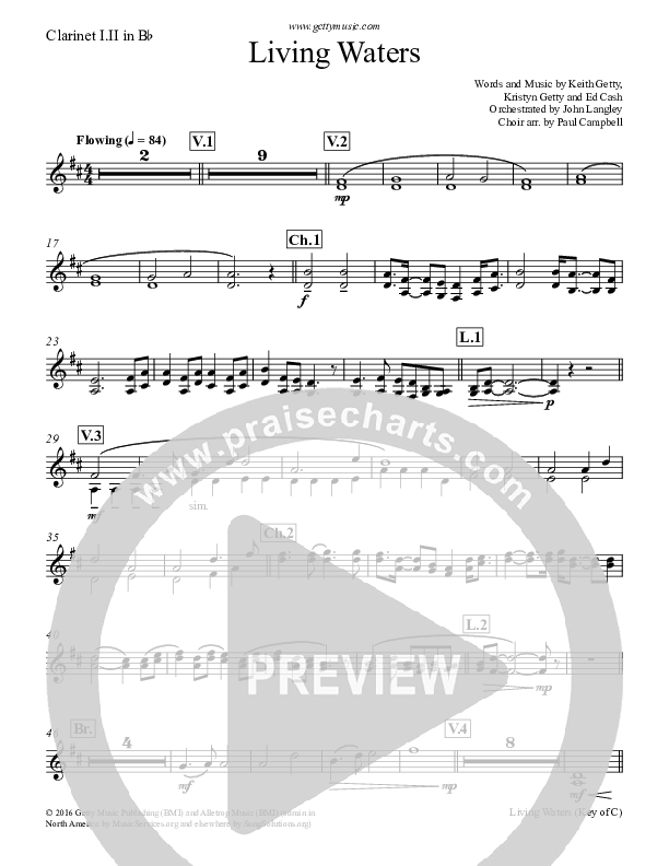 Living Waters Clarinet 1/2 (Keith & Kristyn Getty)