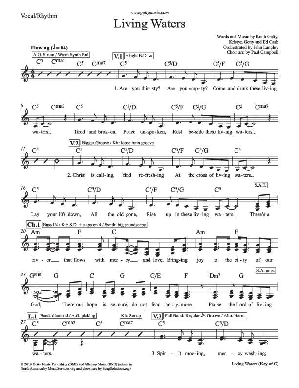 Living Waters Lead Sheet (SAT) (Keith & Kristyn Getty)