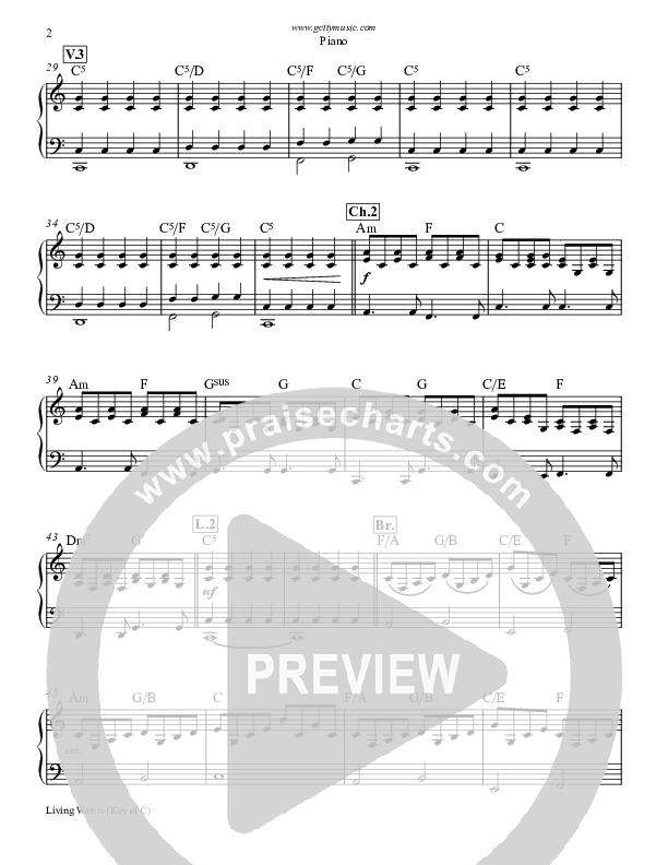 Living Waters Piano Sheet (Keith & Kristyn Getty)