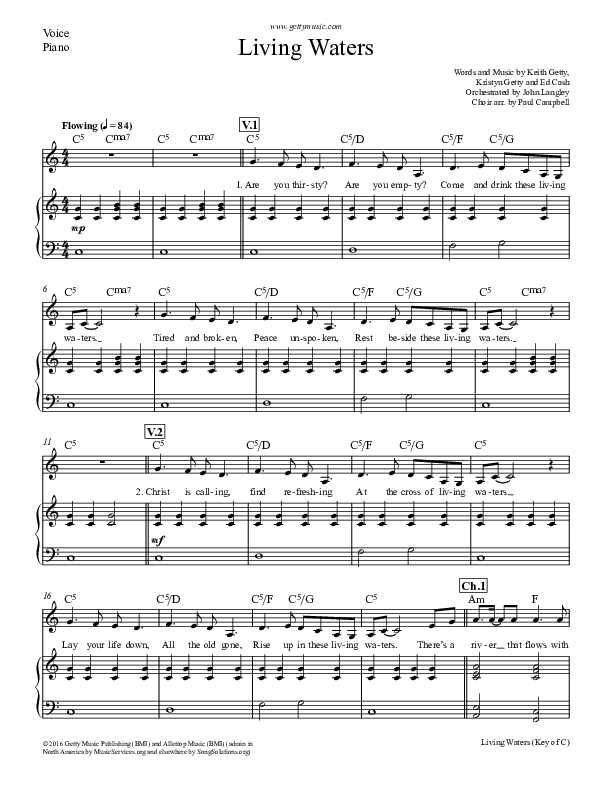 Living Waters Piano/Vocal (Keith & Kristyn Getty)
