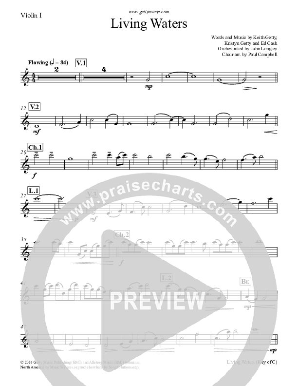 Living Waters Violin 1 (Keith & Kristyn Getty)