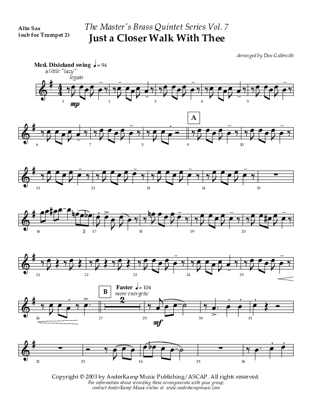 Just A Closer Walk (Instrumental) Alto Sax (AnderKamp Music)
