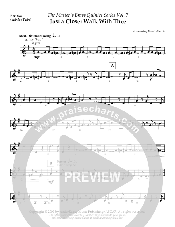 Just A Closer Walk (Instrumental) Bari Sax (AnderKamp Music)