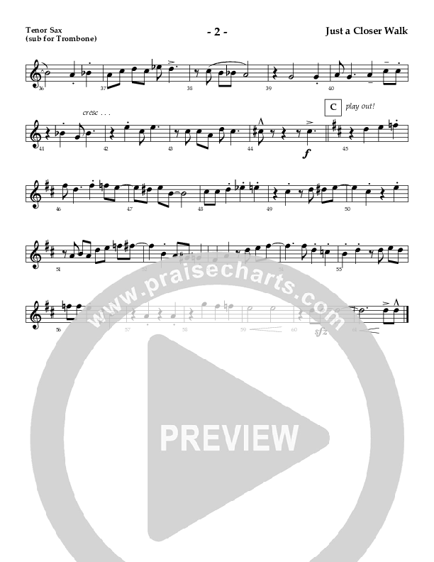 Just A Closer Walk (Instrumental) Tenor Sax 2 (AnderKamp Music)