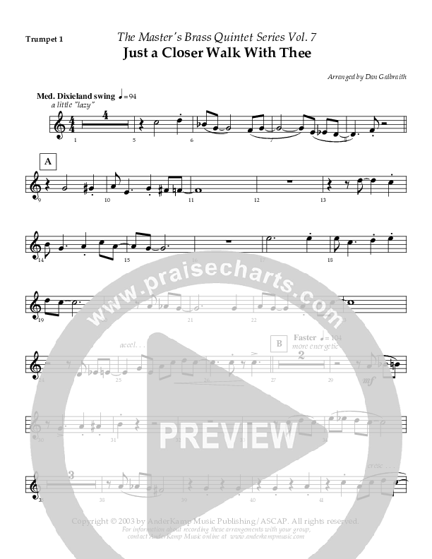 Just A Closer Walk (Instrumental) Trumpet 1 (AnderKamp Music)