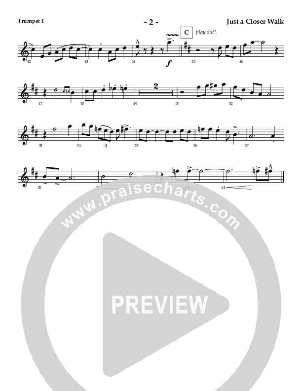 Just A Closer Walk (Instrumental) Trumpet 1 (AnderKamp Music)