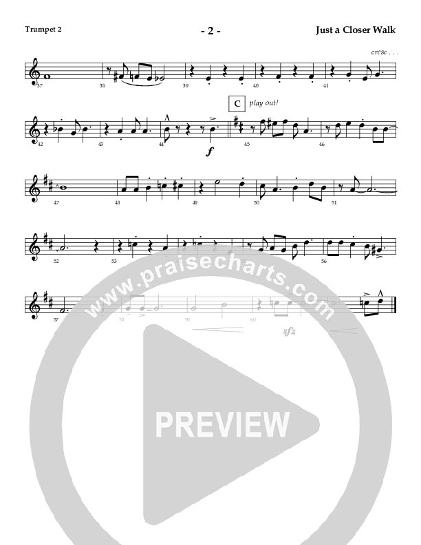 Just A Closer Walk (Instrumental) Trumpet 2 (AnderKamp Music)