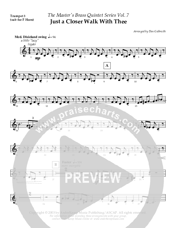 Just A Closer Walk (Instrumental) Trumpet 3 (AnderKamp Music)