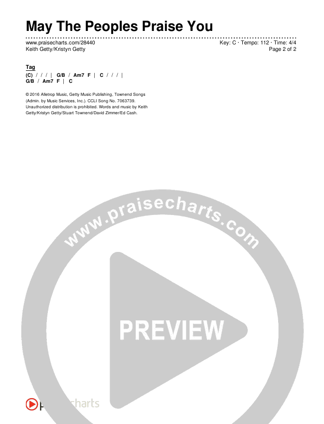 May The Peoples Praise You Chords & Lyrics (Keith & Kristyn Getty)