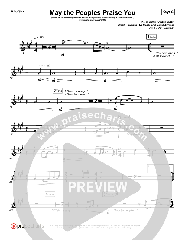 May The Peoples Praise You Alto Sax (Keith & Kristyn Getty)