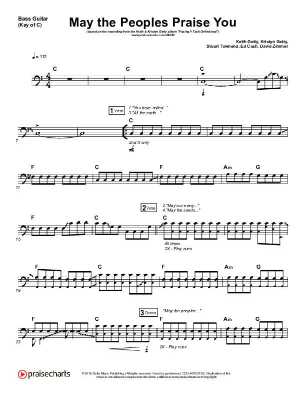 May The Peoples Praise You Bass Guitar (Keith & Kristyn Getty)