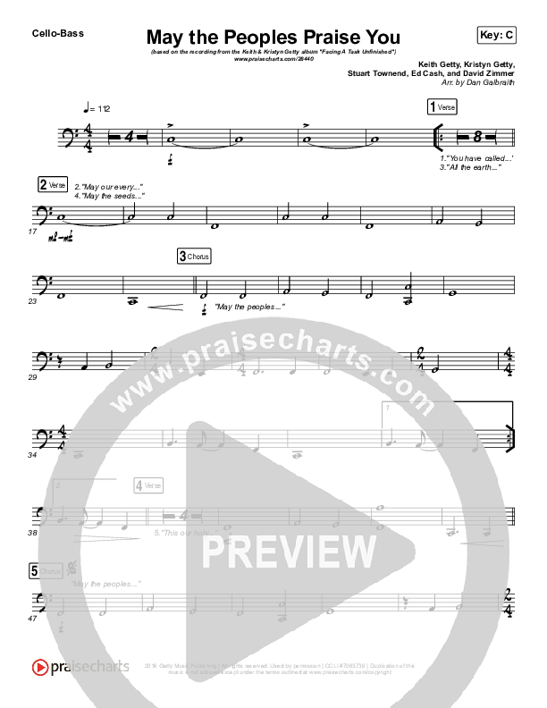 May The Peoples Praise You Cello/Bass (Keith & Kristyn Getty)