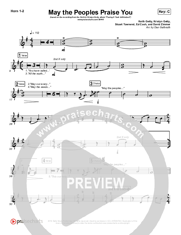 May The Peoples Praise You French Horn 1/2 (Keith & Kristyn Getty)