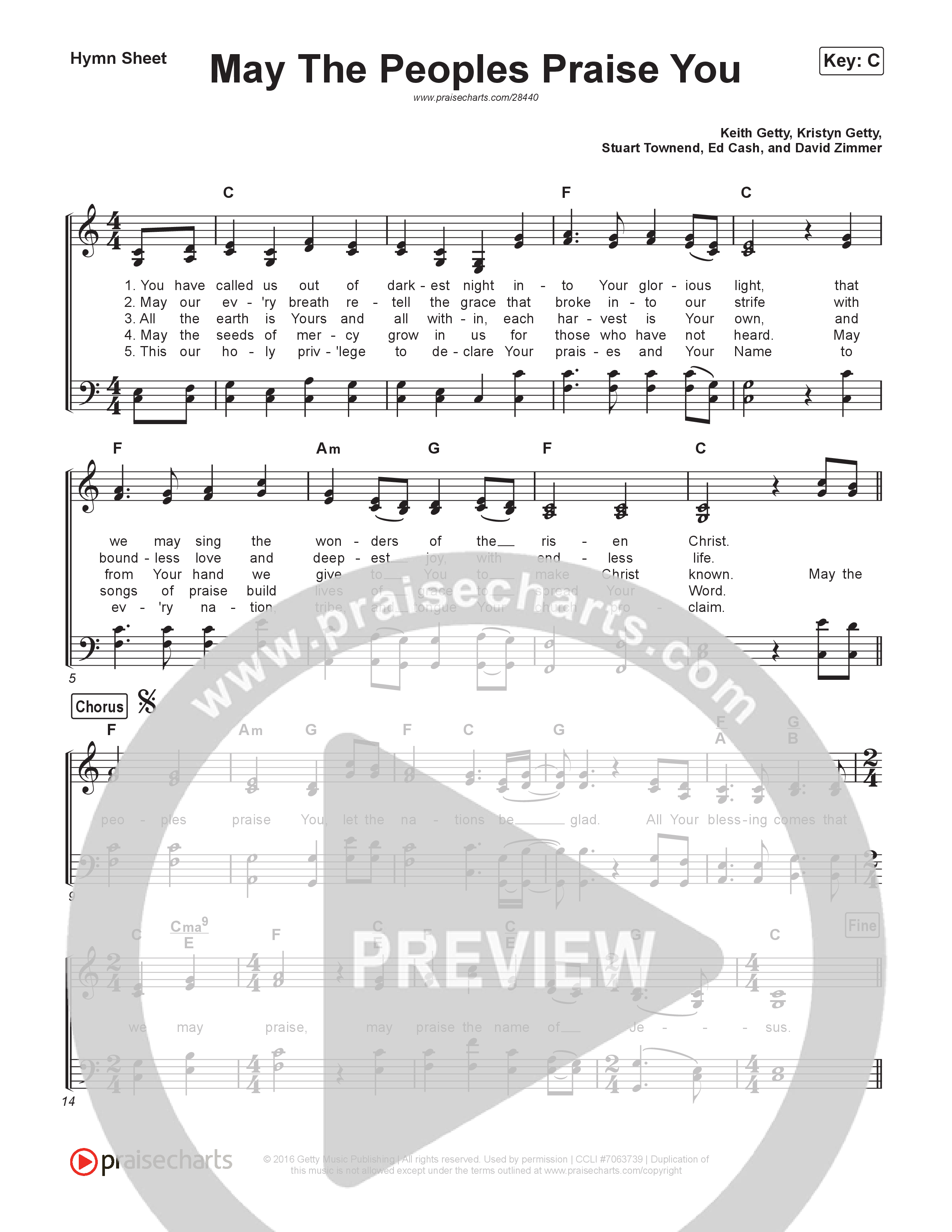 May The Peoples Praise You Hymn Sheet (Keith & Kristyn Getty)