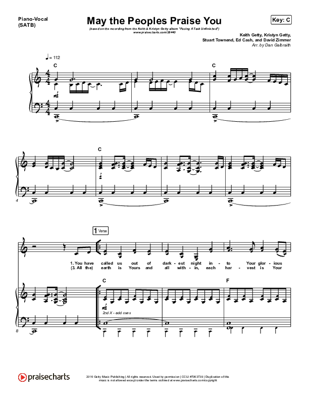 May The Peoples Praise You Piano/Vocal (SATB) (Keith & Kristyn Getty)