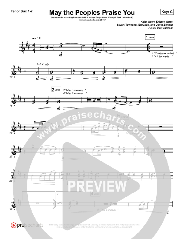May The Peoples Praise You Tenor Sax 1/2 (Keith & Kristyn Getty)