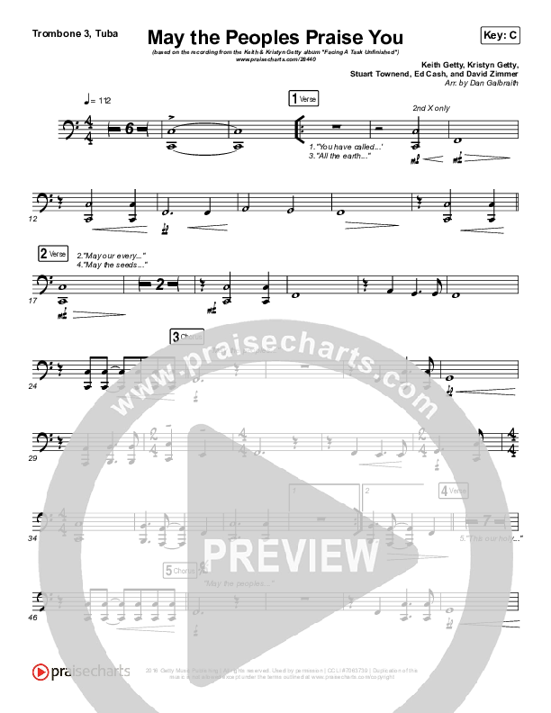 May The Peoples Praise You Trombone 3/Tuba (Keith & Kristyn Getty)