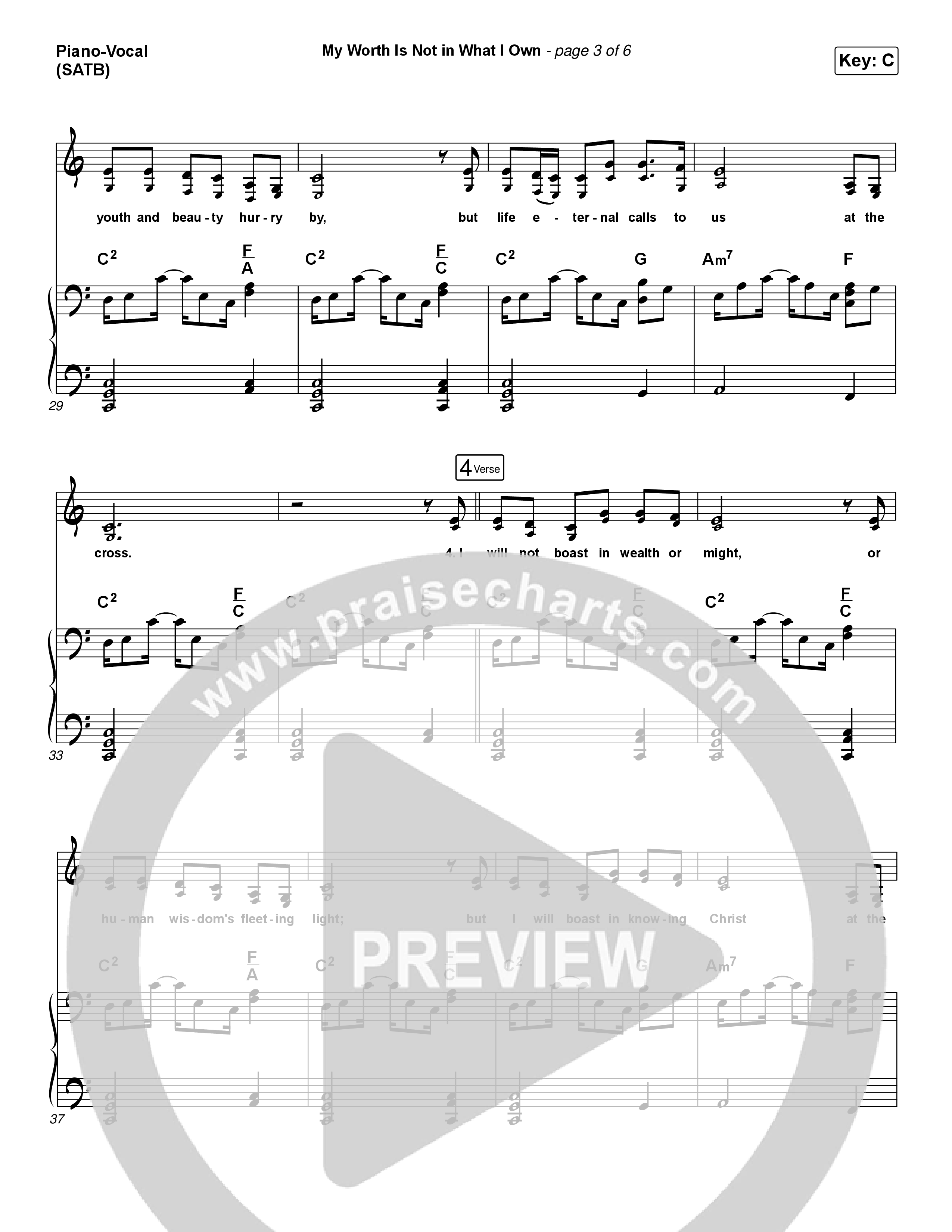My Worth Is Not In What I Own Piano/Vocal (SATB) (Keith & Kristyn Getty)