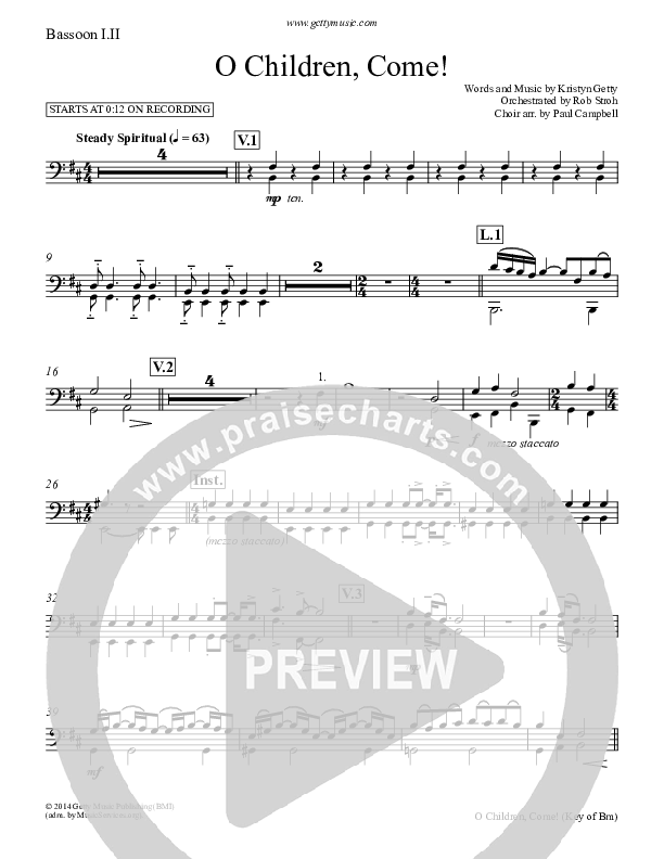 O Children Come Bassoon 1/2 (Keith & Kristyn Getty)