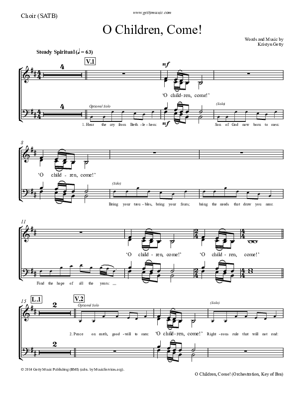 O Children Come Choir Sheet (SATB) (Keith & Kristyn Getty)
