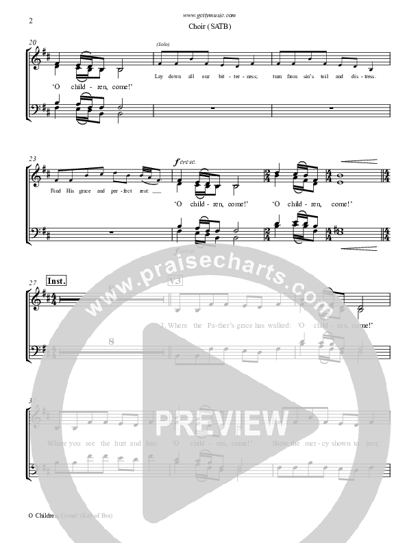 O Children Come Choir Vocals (SATB) (Keith & Kristyn Getty)