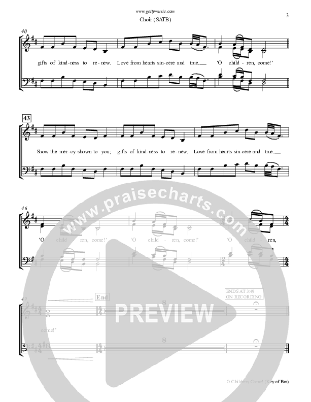 O Children Come Choir Vocals (SATB) (Keith & Kristyn Getty)