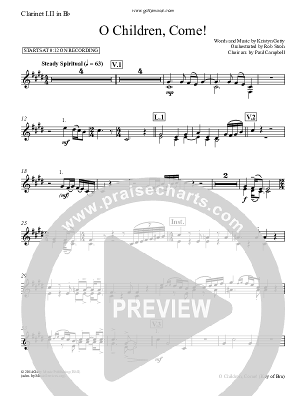 O Children Come Clarinet 1/2 (Keith & Kristyn Getty)