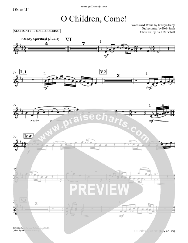 O Children Come Oboe 1/2 (Keith & Kristyn Getty)