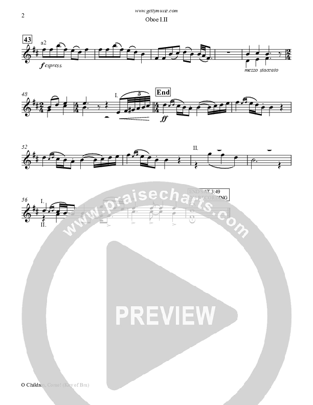 O Children Come Oboe 1/2 (Keith & Kristyn Getty)