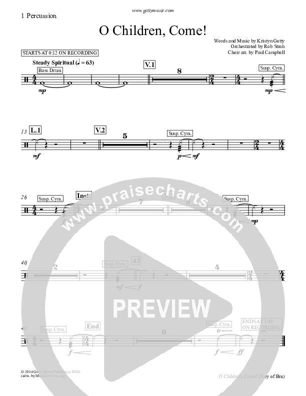O Children Come Percussion (Keith & Kristyn Getty)