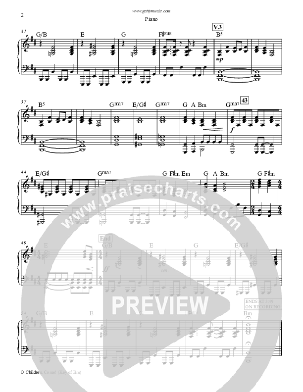 O Children Come Piano Sheet (Keith & Kristyn Getty)
