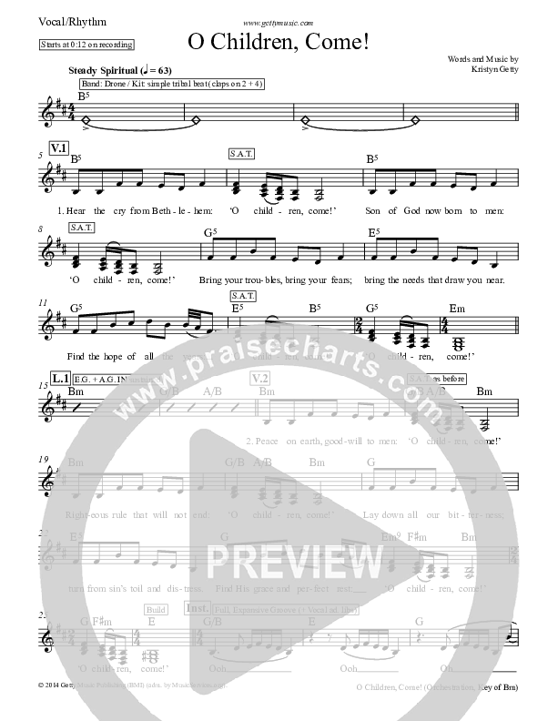 O Children Come Rhythm/Vocal (Keith & Kristyn Getty)